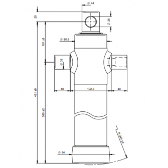 Teleskopski cilinder 2 stopnje 3,5 ton 695mm z luknjo 2023F